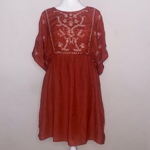 Francesca’s “Blue Rain” Embroidered Top Peasant Dress